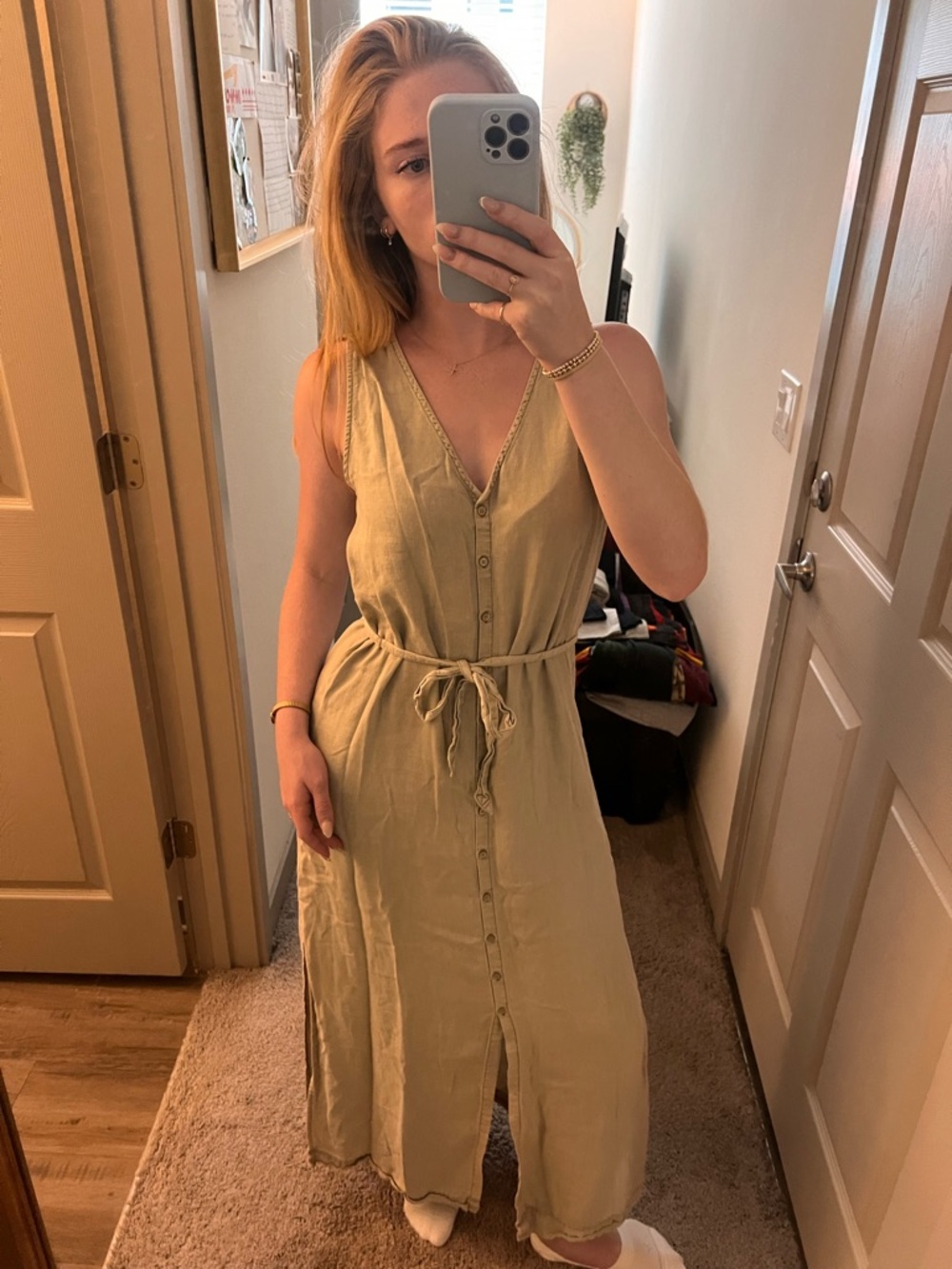 Splendid Button-Front Maxi Dress
